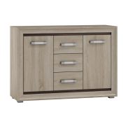 Kommode Kundiawa 04, Farbe: Sonoma Eiche hell / Sonoma Eiche dunkel - Abmessungen: 86 x 120 x 40 cm (H x B x T)
