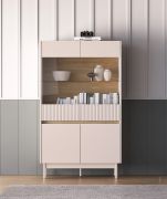 Vitrine Humboldt 03 | Maße: 92 x 40 x 156 cm | Farbe: Eiche Cremona  / Kaschmir | Beine: Metall | 4 Türen | Soft-Close | ABS-Kanten