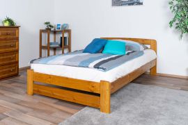 Einzelbett / Gästebett Kiefer Vollholz massiv Eichefarben A7, inkl. Lattenrost - Abmessungen: 120 x 200 cm