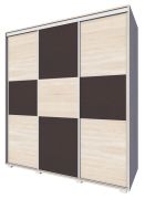 Schiebetürenschrank / Kleiderschrank Rabaul 37, Farbe: Sonoma Eiche hell / Sonoma Eiche dunkel - Abmessungen: 210 x 180 x 60 cm (H x B x T)