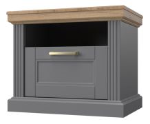 Nachtkommode Lotofaga 21, Farbe: Grau / Walnuss - 52 x 62 x 43 cm (H x B x T)
