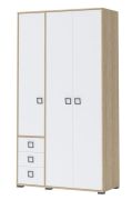 Drehtürenschrank / Kleiderschrank 19, Farbe: Buche / Weiß - 236 x 126 x 56 cm (H x B x T)