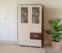 Vitrine Cikupa 25, Farbe: Nuss / Ulme - Abmessungen: 160 x 90 x 40 cm (H x B x T)