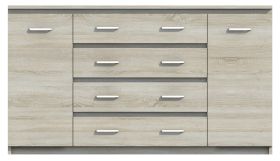 Kommode Pamulang 12, Farbe: Sonoma Eiche - Abmessungen: 91 x 162 x 40 cm (H x B x T)