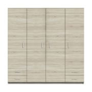 Drehtürenschrank / Kleiderschrank Pamulang 16, Farbe: Sonoma Eiche - Abmessungen: 200 x 200 x 60 cm (H x B x T)