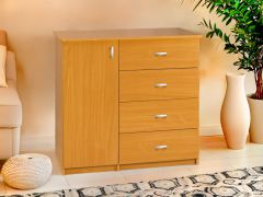 Kommode Kebumen 27, Farbe: Erle - Abmessungen: 100 x 102 x 51 cm (H x B x T)