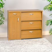 Schuhschrank Pamanukan 24, Farbe: Erle - Abmessungen: 69 x 80 x 34 cm (H x B x T)