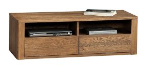 TV-Unterschrank Jussara 06, Farbe: Bernstein, Eiche teilmassiv – 40 x 124 x 50 cm (H x B x T)