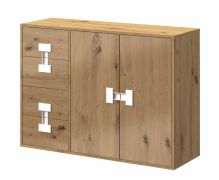Jugendzimmer - Kommode Garian 08, Farbe: Eiche / Weiß, Abmessungen: 86 x 118x 40 cm (H x B x T)
