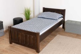 Einzelbett 107 in Walnussfarben, Buche Massivholz, inkl. Lattenrost, Liegefläche 90 x 200 cm, praktisches Gästebett, klassisches Design, gut kombinierbar