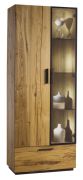 Vitrine Serrator 03, Farbe: Eiche natur geölt / Dunkelbraun - 203 x 79 x 40 cm (H x B x T)