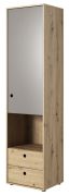 Schrank Moknine 04, Farbe: Eiche / Platingrau - 194 x 50 x 40 cm (H x B x T)