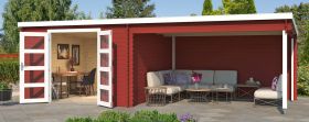 Gartenhaus G270 Schwedenrot - 28 mm Blockbohlenhaus, Grundfläche: 22,85 m², Pultdach