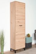 Schrank Pandrup 01, Farbe: Eiche - Abmessungen: 200 x 55 x 34 cm (H x B x T), mit 1 Tür und 2 Fächern
