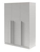 Drehtürenschrank | 3-türiger Kleiderschrank | Farbe: Platingrau | 1 Kleiderstange | 150 x 61 x 210 cm | 6 Einlegeböden | ABS-Kanten | Edegem 02