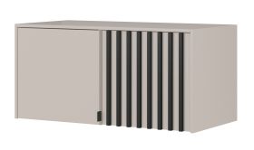 Aufsatz für Kleiderschrank Leeds 29 & 30, in Kaschmir, 50 x 105 x 51 cm, mit 2 Türen und 2 Fächern, schwarze Lamellen
