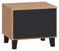 Nachtkommode Leoncho 17, Farbe: Eiche / Schwarz - Abmessungen: 40 x 45 x 40 cm (H x B x T)