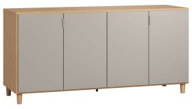Kommode Nanez 04, Farbe: Eiche / Grau - Abmessungen: 78 x 160 x 47 cm (H x B x T)