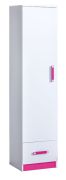 Kinderzimmer - Schrank Frank 05, Farbe: Weiß / Rosa - 189 x 45 x 40 cm (H x B x T)