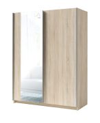 Schiebetürenschrank / Kleiderschrank Trikala 08, Farbe: Eiche - Abmessungen: 198 x 150 x 60 cm (H x B x T)