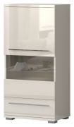 Vitrine Garim 10, Farbe: Beige Hochglanz - 123 x 60 x 40 cm (H x B x T)