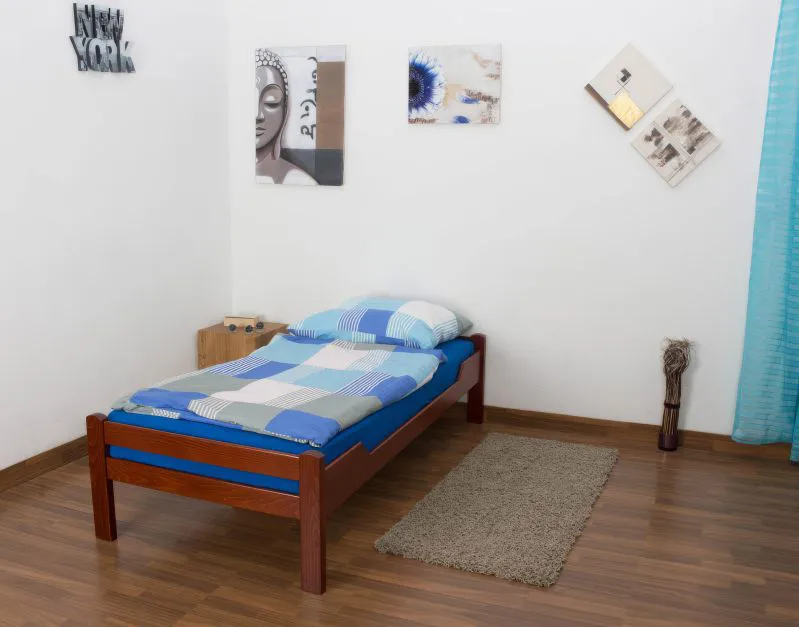Jugendzimmerbett Kirschfarben "Easy Premium Line" K1/1n, massives Buchenholz, Matratzenmaße 90 x 200 cm, niedriges Kopfteil 