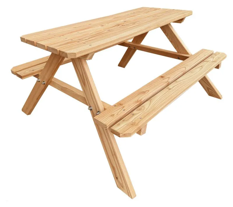 Picknicktisch Lisi für Kinder, aus Massivholz, Lärche natur, 51 x 89 x 84 cm, Kindertisch, Gartentisch für Kinder, sehr stabil, zwei Sitzbänke