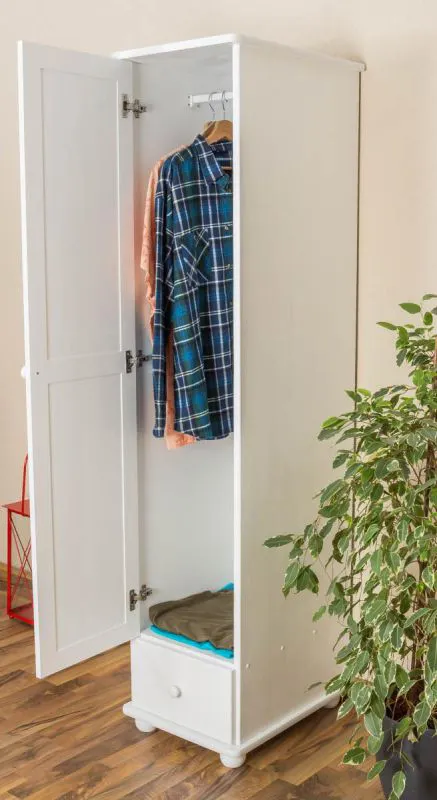Massivholz-Schrank Weiß 195x45x59 cm Abbildung