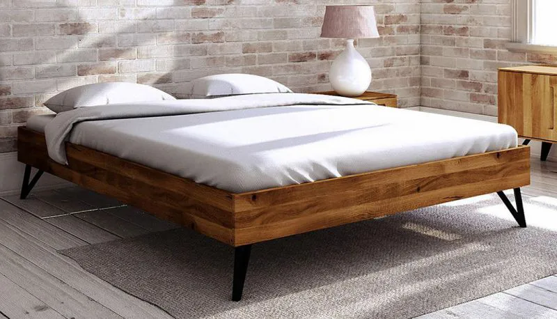 Eiche-Bett massiv | 90 x 200 cm | Wildeiche | Geölt | Natur Abbildung