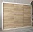 Schiebetürenschrank / Kleiderschrank Jan 06A, Farbe: Weiß matt / Eiche Sonoma - Abmessungen: 200 x 250 x 62 cm ( H x B x T)
