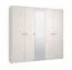 Kleiderschrank | 5-türig | Farbe: Kaschmir | 1 Spiegeltür | Maße: 224,5 x 56 x 210,5 cm | 2 Kleiderstangen | 7 Fächer | ABS-Kanten | Griffe & Beine: Metall