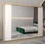 250 cm breiter Schiebetürenschrank mit 3 Türen | 10 Fächer | 2 Kleiderstangen | Farbe: Sonoma Eiche / Weiß Abbildung