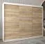 250 cm breiter Schiebetürenschrank mit 3 Türen | 10 Fächer | 2 Kleiderstangen | Farbe: Sonoma Eiche / Weiß Abbildung