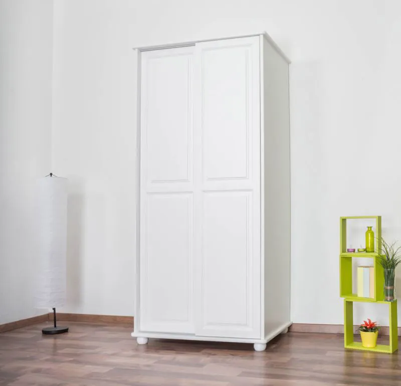 92 cm breiter Kleiderschrank mit 2 Türen | Farbe: Weiß Abbildung