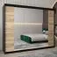 Schiebetürenschrank / Kleiderschrank Jan 06D mit Spiegel, Farbe: Schwarz / Eiche Sonoma - Abmessungen: 200 x 250 x 62 cm (H x B x T)