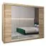 Schiebetürenschrank / Kleiderschrank Jan 06D mit Spiegel, Farbe: Eiche Sonoma - Abmessungen: 200 x 250 x 62 cm (H x B x T)