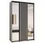 Kleiderschrank mit Spiegeltüren Mina, Schwarzer Metallgriff, platzsparend, viel Stauraum, Anti Staubbürsten, 235,2 x 150 x 60 cm, Einlegeböden, robust