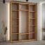 Kleiderschrank Tharo mit Schiebetüren in Eiche/Schwarz gehalten, viel Stauraum, auch für Wohnzimmer geeignet, Anti Staubbürsten, 235,2 x 180 x 45 cm