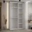 Weißer Schiebetürenschrank Tharo, auch für Wohnzimmer geeignet, Schwarzer Metallgriff, viel Stauraum, platzsparend, 235,2 x 130 x 45 cm, moderne Optik