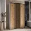Kleiderschrank Tharo mit Schiebetüren in Weiß/Eiche gehalten, Anti Staubbürsten, platzsparend, viel Stauraum, 235,2 x 150 x 45 cm, robustes Material