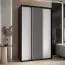 Kleiderschrank Mina mit Schiebetüren, Weiß/Schwarz gehalten, moderne Optik, viel Stauraum, 235,2 x 160 x 60 cm, schwarze Lamellen, Anti Staubbürsten