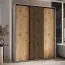 Kleiderschrank Mina mit Schiebetüren in Weiß/Eiche gehalten, Anti Staubbürsten, platzsparend, viel Stauraum, 235,2 x 190 x 60 cm, robust, moderne Optik
