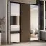 Kleiderschrank mit Spiegeln Mina in Weiß/Eiche, viel Stauraum, auch für Wohnzimmer geeignet, Metallgriffe in Schwarz, 235,2 x 200 x 60 cm, Einlegeböden