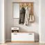 Garderobe Komplett - Set Kelvini | Farbe: Sonoma / Weiß | Schuhschrank mit 3 Fächern und Schublade| Garderobe mit Spiegel | 6 Haken | viele Ablageflächen