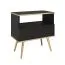 Dunkle Nachtkommode mit einer Schublade Horsham 78, Farbe: Schwarz, Push-to-open Funktion, ein Ablagefach, Maße: 59 x 54 x 39 cm, Beine: Gold