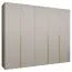 Kleiderschrank mit drei Kleiderstangen Eiger 44, Farbe: Kaschmir, 2,5 Meter breit, drei Fächer, drei Türen, Soft-Close-Funktion, Griffe: Gold, für Schlafzimmer