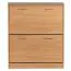 Schuhschrank Apolo 146, Farbe: Buche / Grau, mit zwei Fächern pro Klappe - Abmessungen: 87 x 75 x 24 cm (H x B x T)