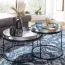 Wohnzimmetisch 2er Set, Farbe: Silber / Schwarz - Abmessungen: 56 x 56 x 33 cm und 46 x 46 x 41 cm (B x T x H) mit abnehmbarem Tablett