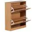 Schuhschrank Apolo 146, Farbe: Buche / Grau, mit zwei Fächern pro Klappe - Abmessungen: 87 x 75 x 24 cm (H x B x T)
