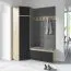 Eckkleiderschrank im modernen Design Zapopan 61, Farbe: Eiche Artisan / Schwarz, Push-to-open Funktion, sechs Fächer, Maße: 225 x 70 x 70 cm, zwei Kleiderstangen